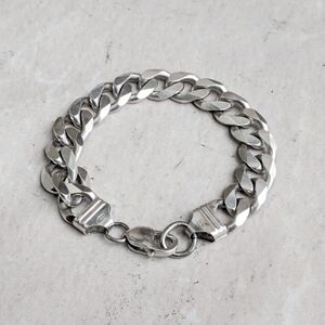 Vintage Sterling Silver Cuban Bracelet 8.5" Italy Chunky Thick Heavy